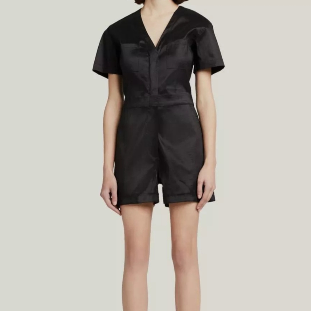 Rivet Utility NWT Player Taffeta Romper In Shimmery Black